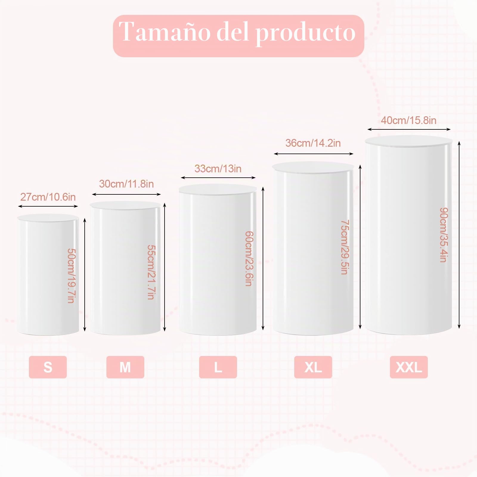 5 piezas de soportes cilíndricos, soportes redondos para tartas de acrílico, soportes de exhibición cilíndricos para bodas, fiestas, panaderías y decoración de eventos