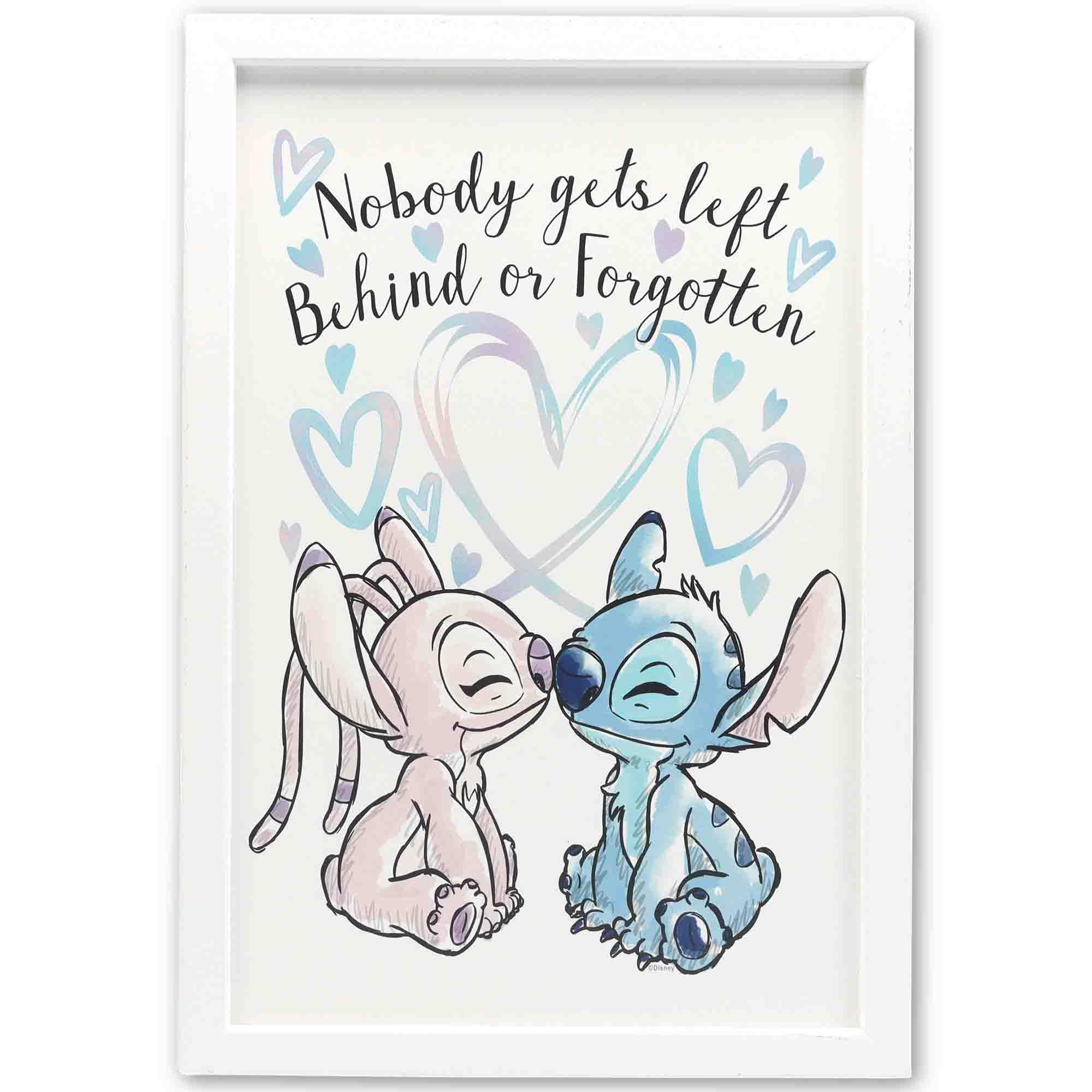 Décoration murale Stitch et Angel cadre bois affiche suspendre Disney - 7