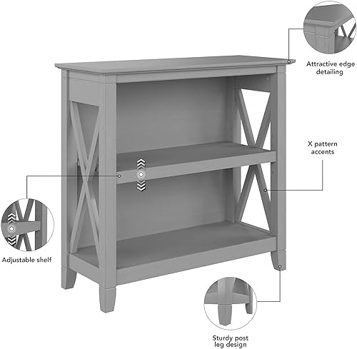 Miniatura 4 de Bush Furniture Key West - Estantería pequeña con 2 estantes, color gris Cape Cod