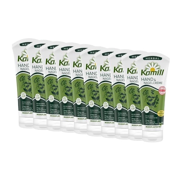 Kamill Herbal krem do rąk i paznokci, 10 sztuk (10 x 100 ml) – pielęgnuje i chroni dzięki ekstraktom z 5 ziół i wegańskim składnikom