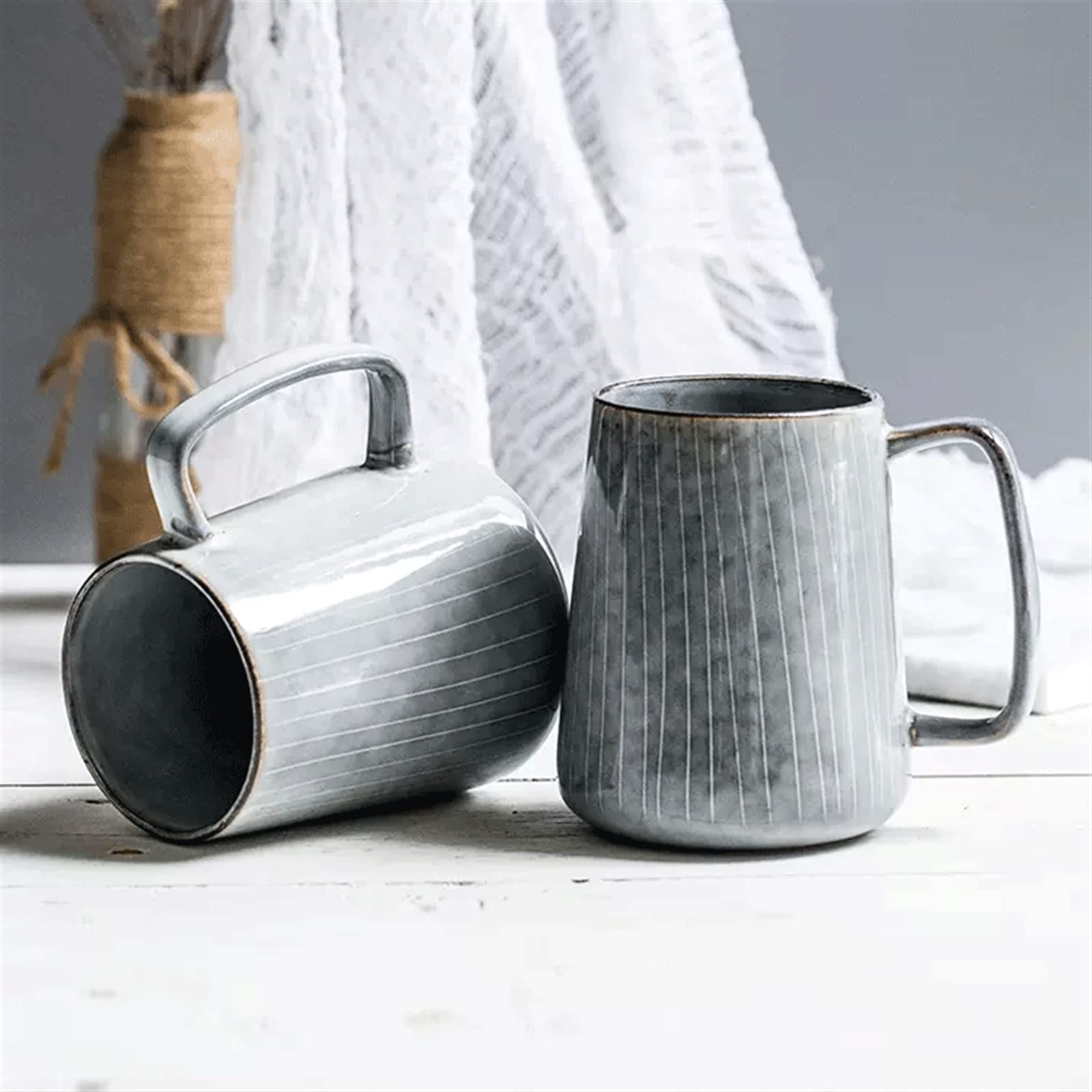 Nowoczesny styl 650 ml retro pionowy ziarno ceramiczny kubek do kawy dom osobowość super pojemność kubek biuro kreatywna herbata do gorącej czekolady