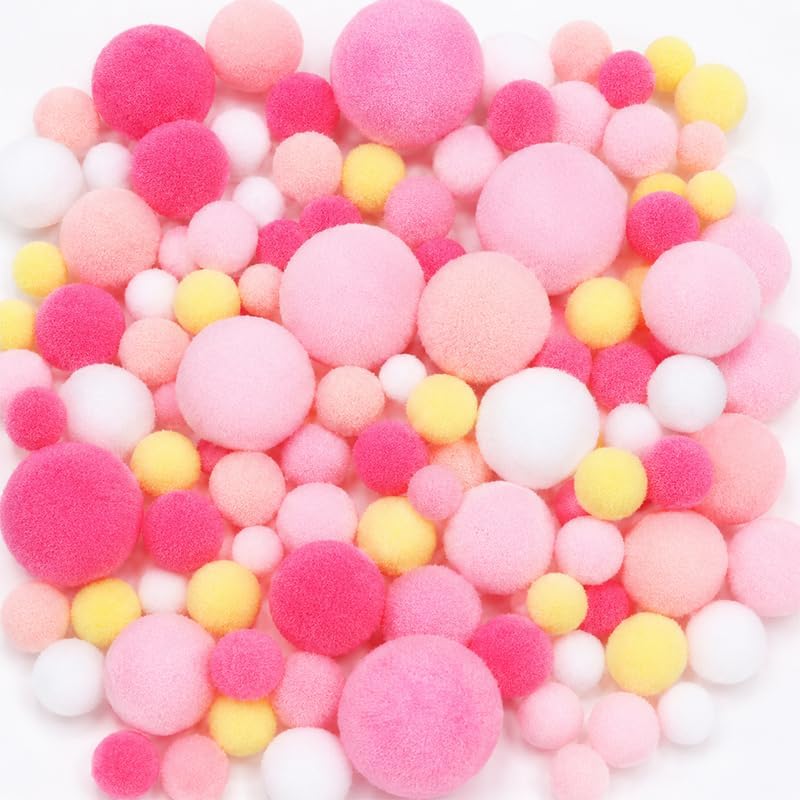 Pom Poms Balls 120 Pcs Mixed Mini Craft Ornament Accessories (Christmas)