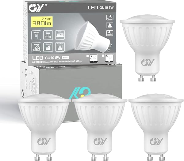 GY?arówka z czujnikiem ruchu GU10 LED 5W 380LM, automatyczne, Zimna Biel 6500K, K?t Wi?zki 120°, Nie?ciemniane, CRI>80, Odpowiednik 50 W, Pakiet 4 Sztuk