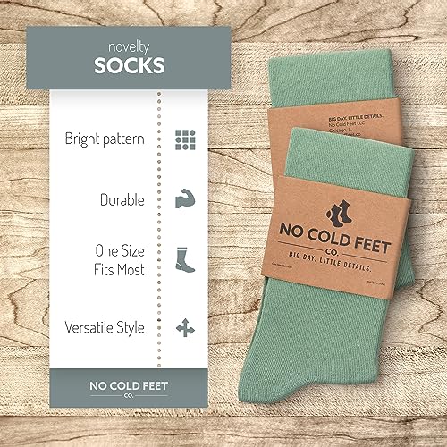 No Cold Feet Fun Colorful Novelty Socks For Men For Dress Casual Formal Groomsmen Wedding, Solid Sage, 2-Pack #TOP3