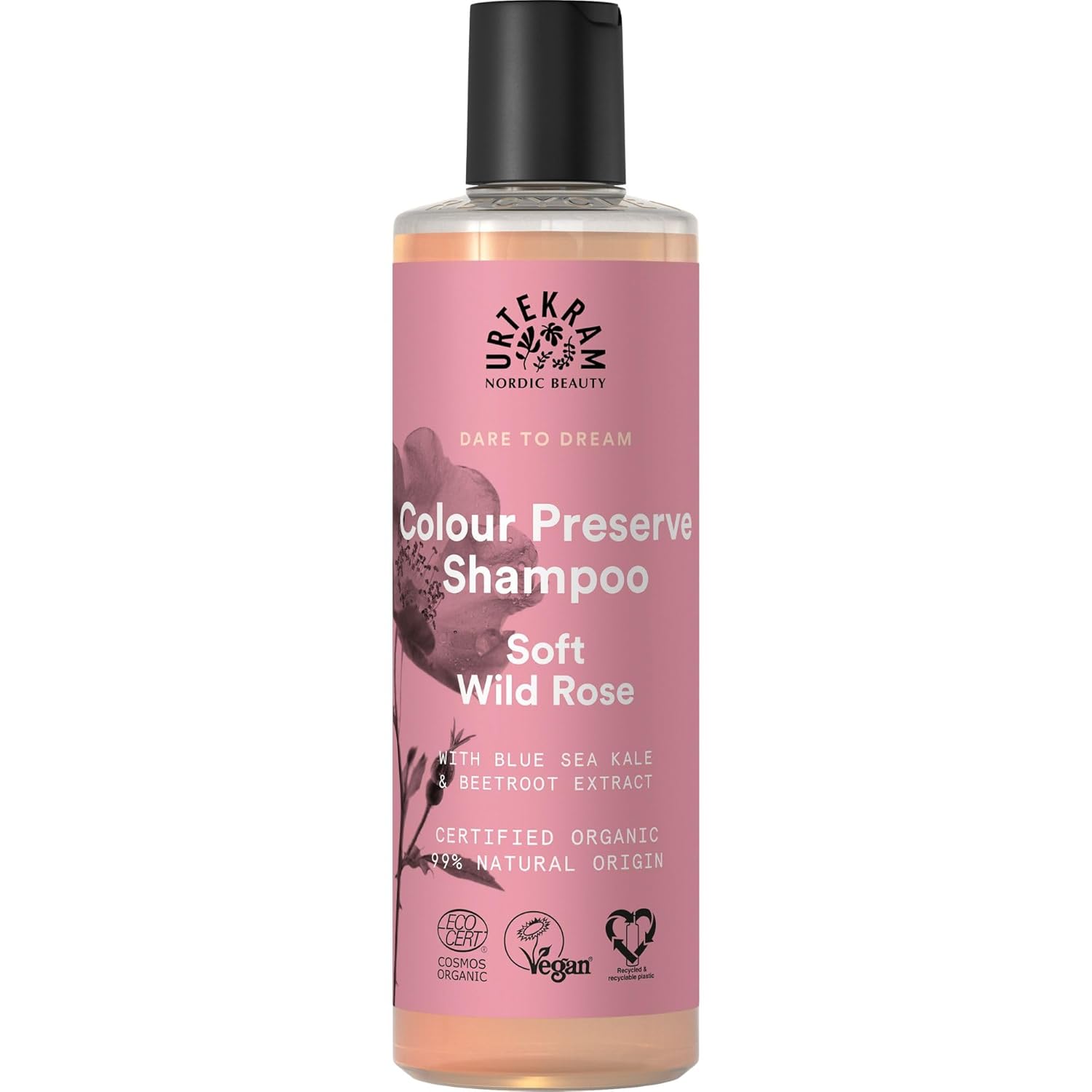 Urtekram Shampoo - Colour Preserve - Wild Rose - 250 ml, Vegan, Organic, Natural Origin