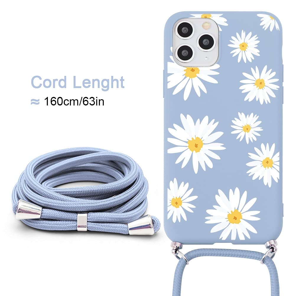 Yirlbey Coque Handykette Pour IPhone 14/iPhone 13 Avec Cordon, Compatible Avec MagSafe, Aesthetic Fleur Motif Case, Transparent Silicone Étui Housse Avec Réglable Lanyard Pour IPhone13 6,1",Coquillage