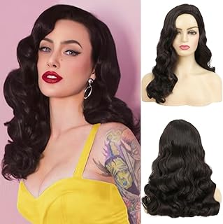 Long Black Curly Wavy Wig for Women Long Finger Wave Heat Resistant Fiber Synthetic Hair Wigs for Cosplay Halloween Party Use