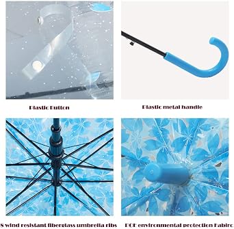 Cherry Blossoms Umbrella Cute Transparent Bubble Umbrella Clear Dome Semi-Automatic Sunny Umbrella for Kids Girls Boys or Women Romantic Windproof Wedding Decoration Umbrella