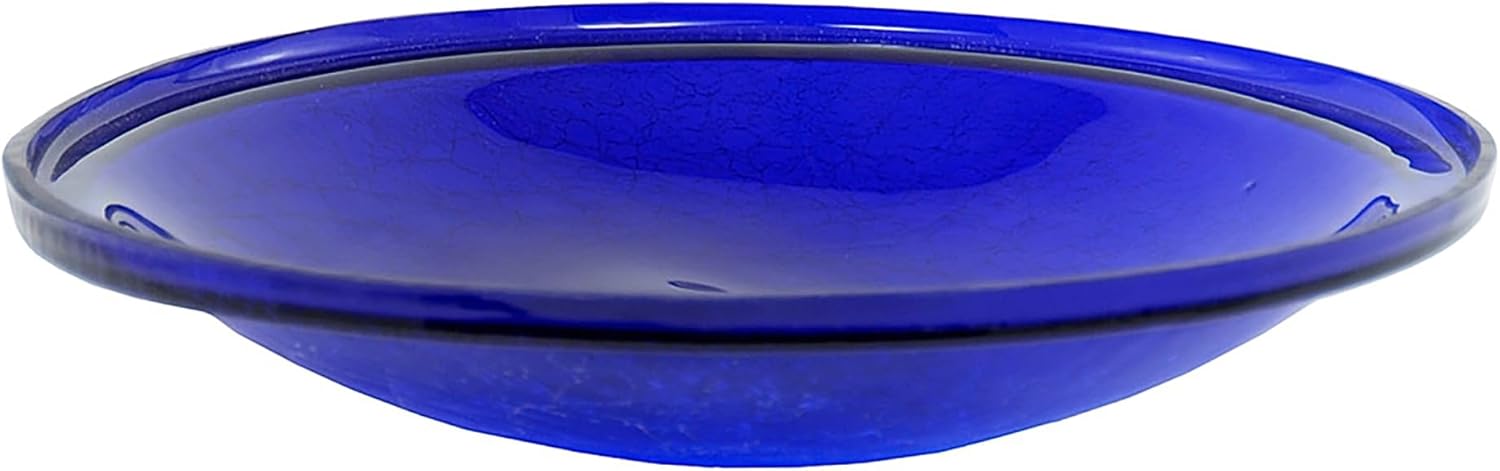 14" Crackle Glass Bowl - Cobalt Blue