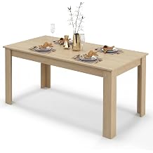 COSTWAY 63Rectangular Dining Table for 4-6 People,Farmhouse Dinette with Large Computer Workstation, Modern Counter Height Kitchen Table for Small Place, Apartment Living Room Restaurant Light Oak