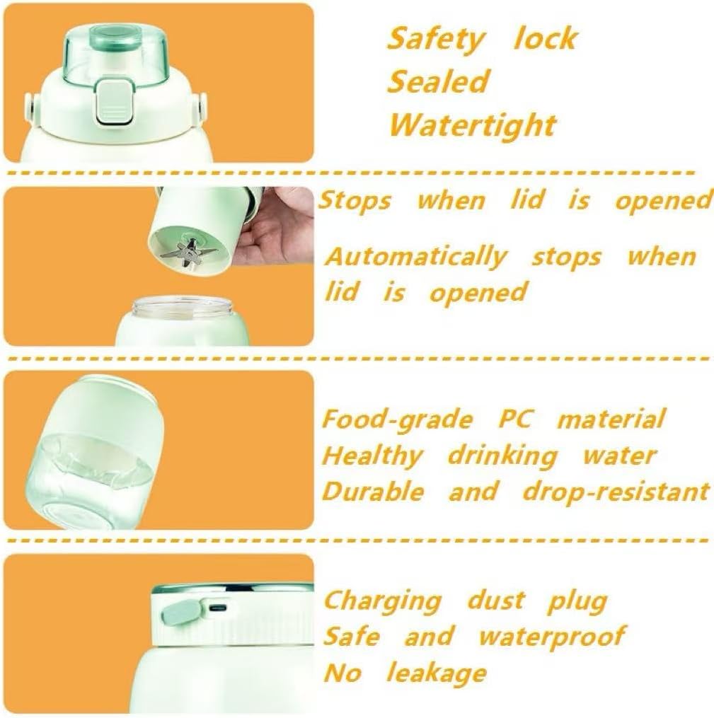 ABYDKYLOS BPA-Free Electric Citrus Juicer 17 oz，Multifunctional Large Capacity，with Straw and Two Lids，Portable Blender for Smoothies，Food Prep & Frozen Blending