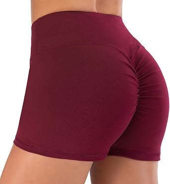 Lukitty Women Butt Lifting Yoga Leggings Tights Gym Ruched Booty Running Shorts