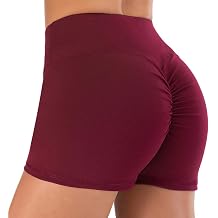 Lukitty Women Butt Lifting Yoga Leggings Tights Gym Ruched Booty Running Shorts