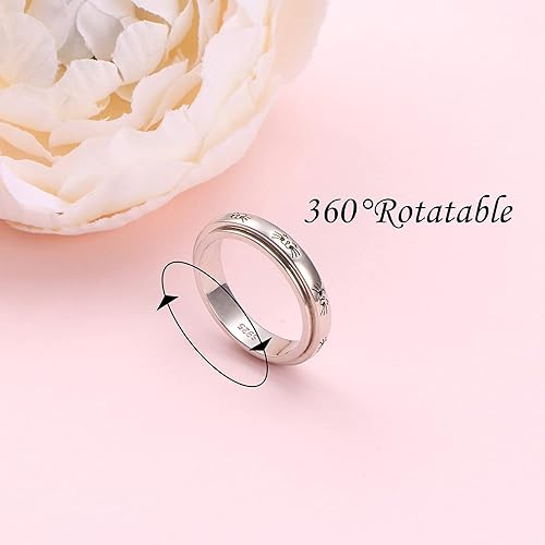 Miniatura 3 de HOOHWE Anillos giratorios para la ansiedad, plata esterlina S925 Fidget Ansiedad Preocupación Alivio del aburrimiento TDAH Autismo Anillos para