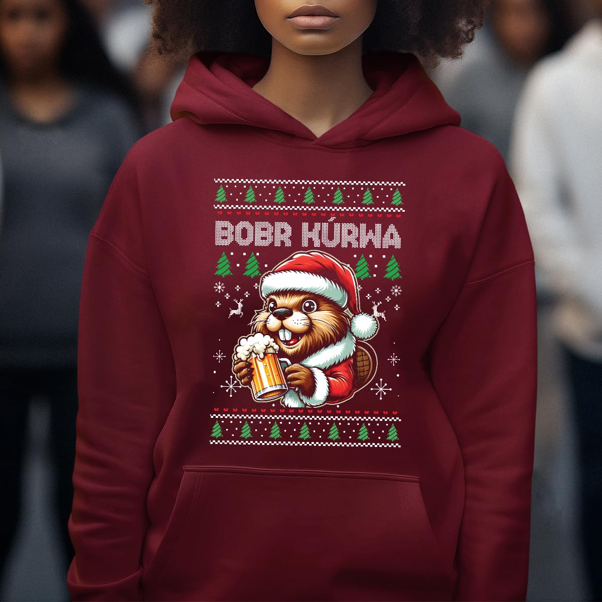 Bobr Kurwa Bier Beer - Jersey navideño navideño con capucha