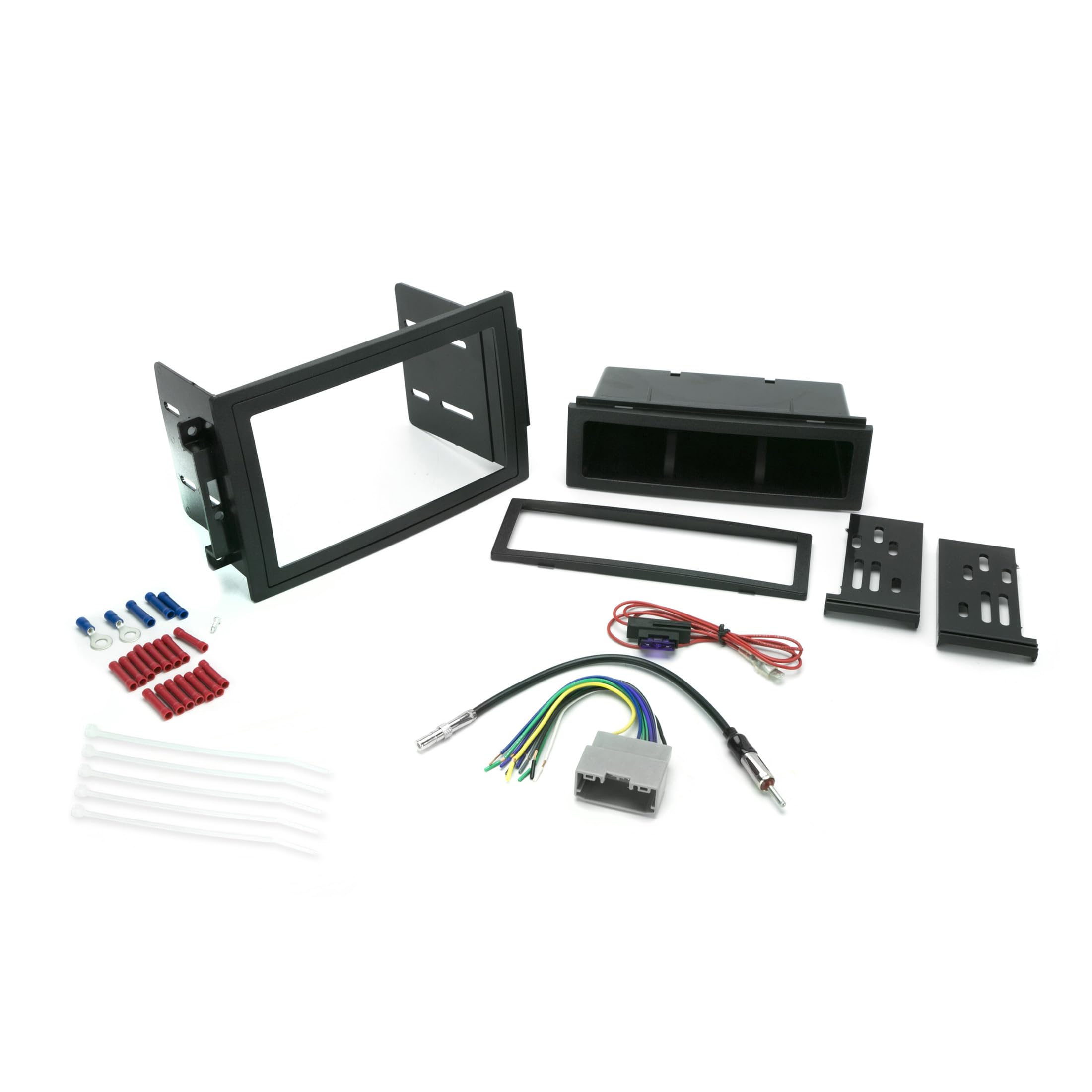 Scosche ICCR5BN Double DIN Radio Install Dash Kit & Harness Compatible with Select 2004-08 Factory Amplified Chrysler, Dodge & Jeep - Complete Basic Car Stereo Installation Kit - Does Not Retain SWC