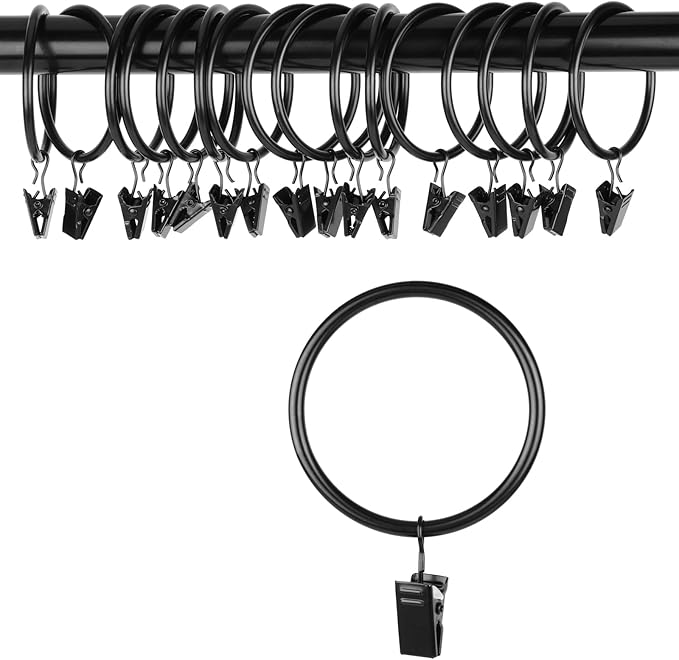 OOTSR Drapery Curtain Clips with Rings (Φ50mm, Set of 16) Rustproof