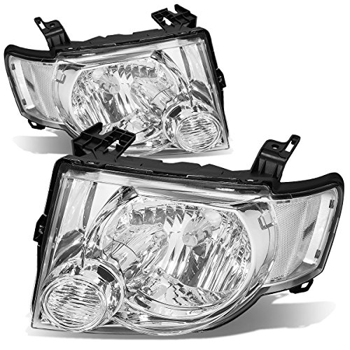 2PCs OE Style Chrome Housing Clear Corner Headlight Assembly HeadLamps Compatible with Ford Escape 08-12
