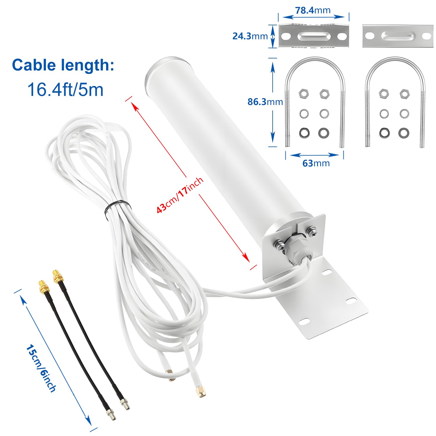 4G LTE 5G Wide Band SMA/TS9 Connettore MIMO Antenna per Netgear Nighthawk M5 M6 M6 Pro M7 Pro Aumenta le prestazioni di 4G/5G Verizon AT & T T-Mobile Gateway Modem Router Hotspot RV Home Internet