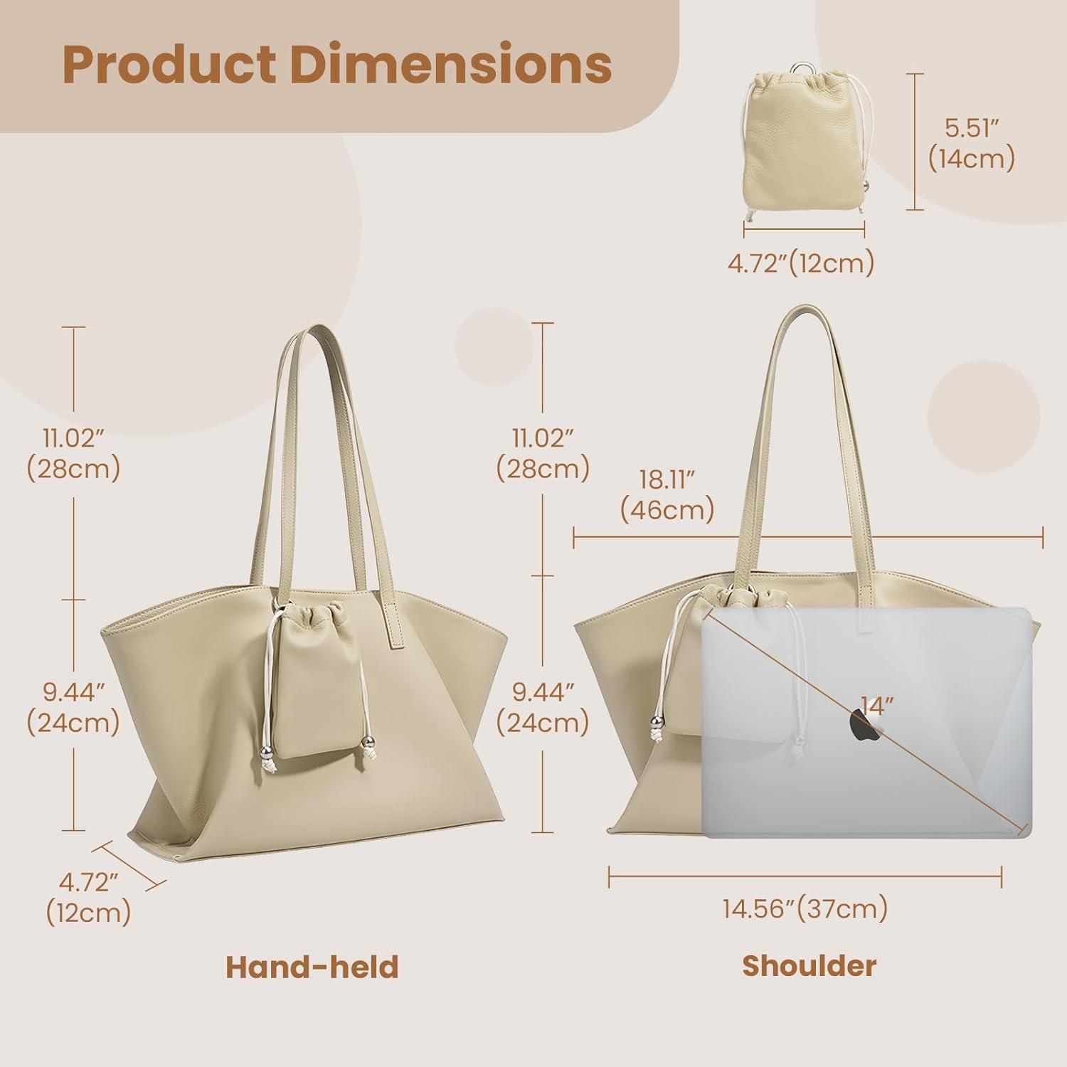 Genuine Leather Tote Bag for Women, Soft Purses Handbags Shoulder Fashion Top Handle Bag Large Capacity - Image 5