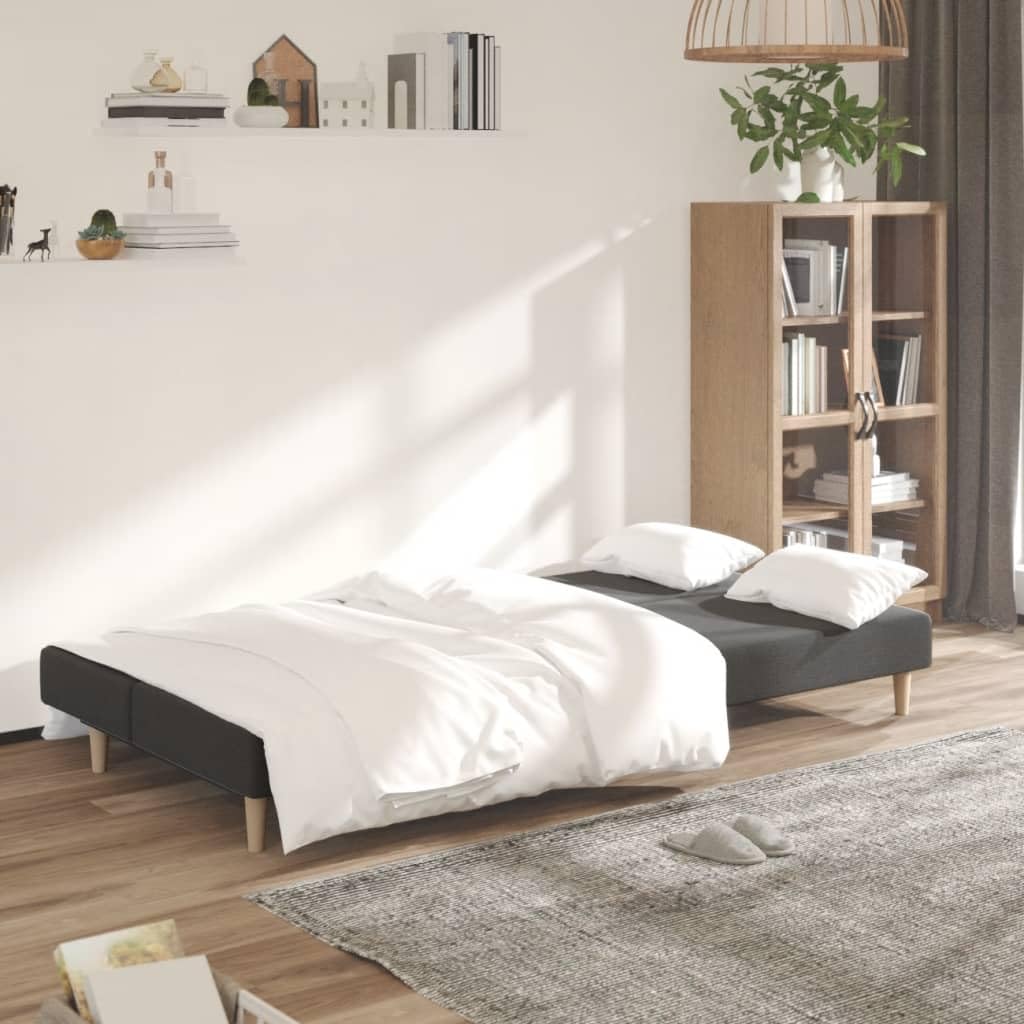 Divano letto a 2 posti, in tessuto grigio scuro, con funzione letto, estensibile come letto per gli ospiti, 200 x 100 cm, salvaspazio, per soggiorno, camera degli ospiti, con robusto telaio