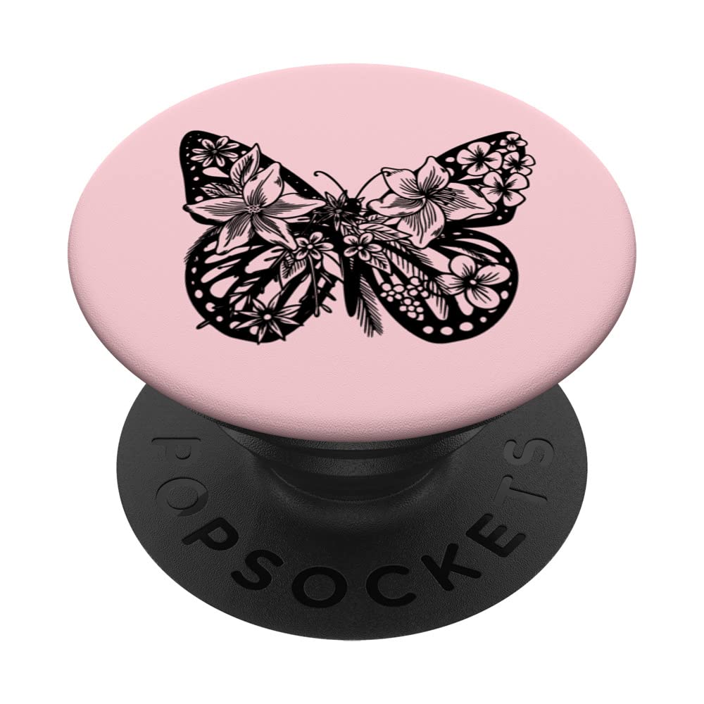 Millennial Pink - Butterfly Boho Chic Insect Flower PopSockets Swappable PopGrip