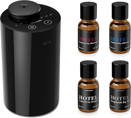 Miniatura 10 de Difusor sin agua para aceite esencial, nebulizador a batería, capacidad de 0.7 onzas líquidas, mini máquina de aire de aroma, 3 temporizadores de
