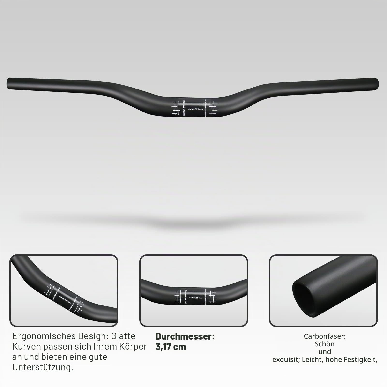 RXL SL mtb lenker 31.8 riser carbon UD Matt fahrradlenker carbon 640mm | mtb downhill lenker hochwertige vollcarbon-konstruktion,Ultraleicht und robust