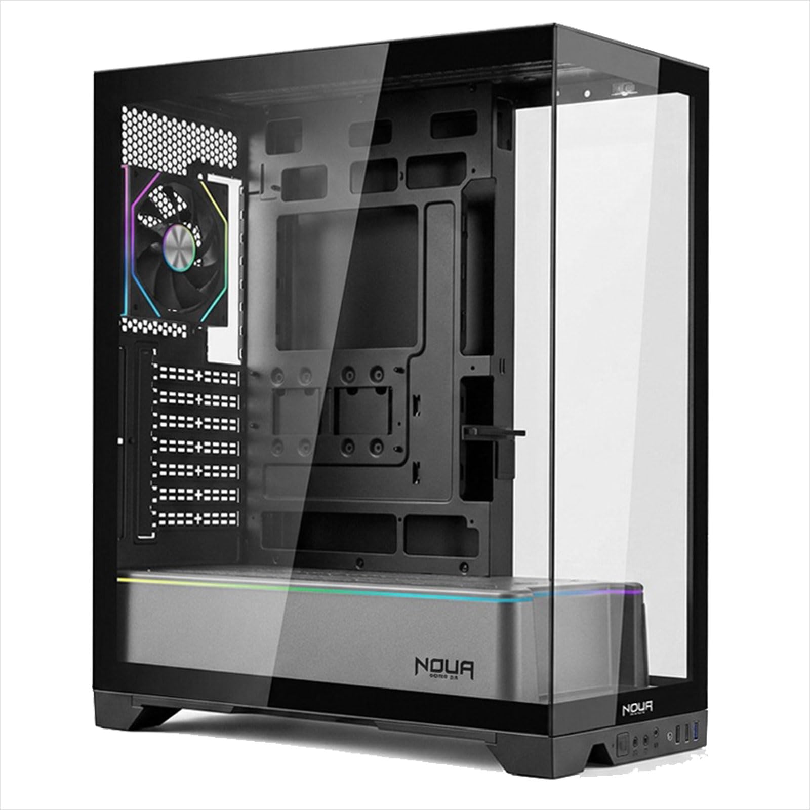 Noua Utopia FS100, Case Gaming ATX, Triplo Vetro Temperato Continuo Senza Cornici, Ventola ARGB e Strip LED ARGB, Supporto Raffreddamento Liquido fino a 360mm, Silver