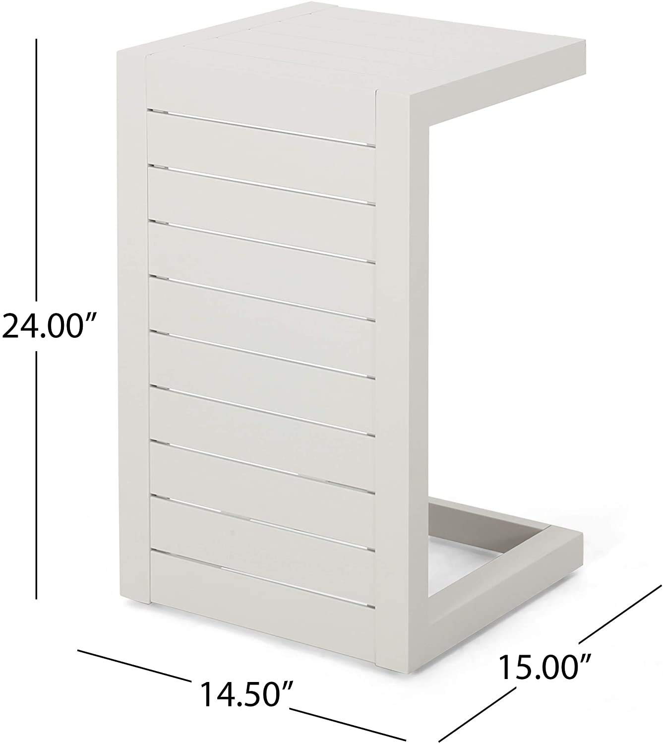 INDIAN DECOR. 45590 Home Outdoor Modern Metal - C-Shaped End Table, White 2