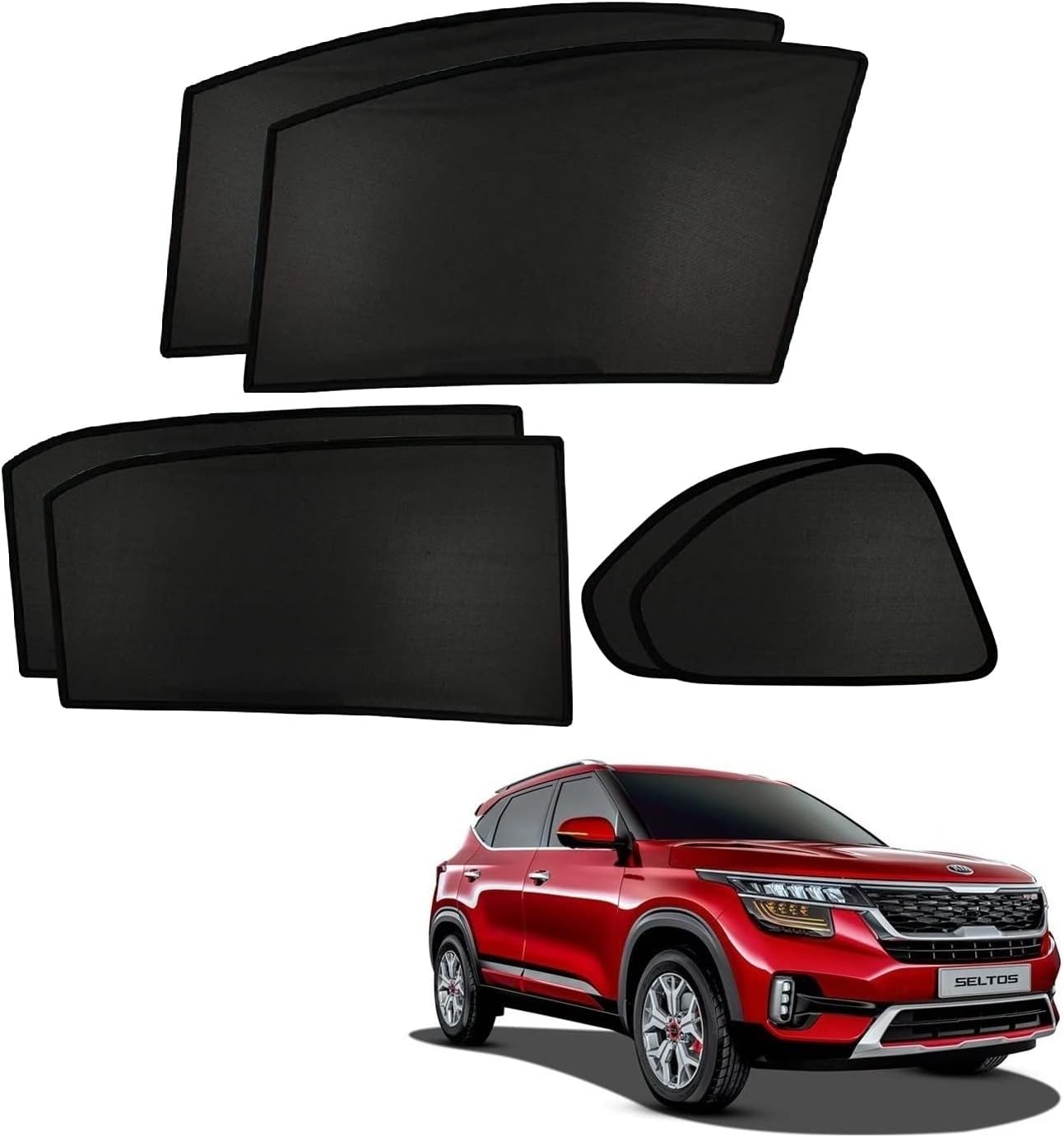 Auto Addict Fix Car Window Sunshades (Side Windows,Non Magnetic) for Kia Seltos