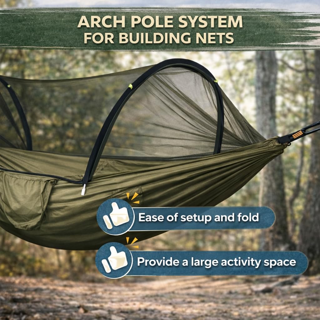 Hamaca Ultraligera con Red antimosquitos 260 x 140 cm, Doble Nailon Tipo paracaídas, Resistente hasta 300 Libras, Camping, jardín y Actividades al Aire Libre.
