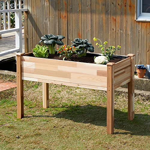 Amerlife Raised Garden Bed Cedar 4X2Ft- Elevated Wood Planter Box Protective Liner For Herbs Vegetable Flowers Outdoor Patio Backyard Western Red Cedar 6 Grow Area 500 Lbs Capacity #TOP1