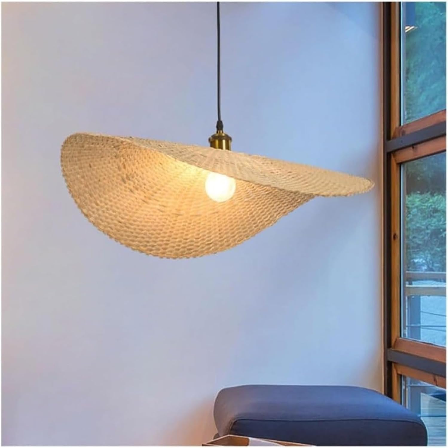 Bohemian Southeast Asian Rattan Pendant Light Creative Shape One Bulb Hollow Pendant Handmade E27 Adjustable Light Ideal for Kitchen Island Rattan Ceiling Light Fixture