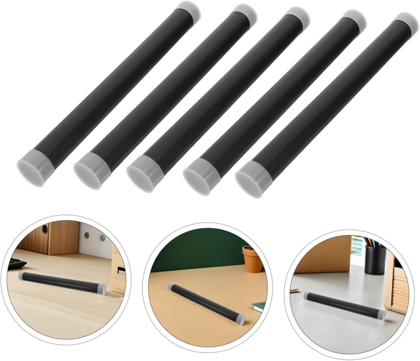 Black Plastic Mailing Tubes with Caps, 10pcs Portable Storage Xmas