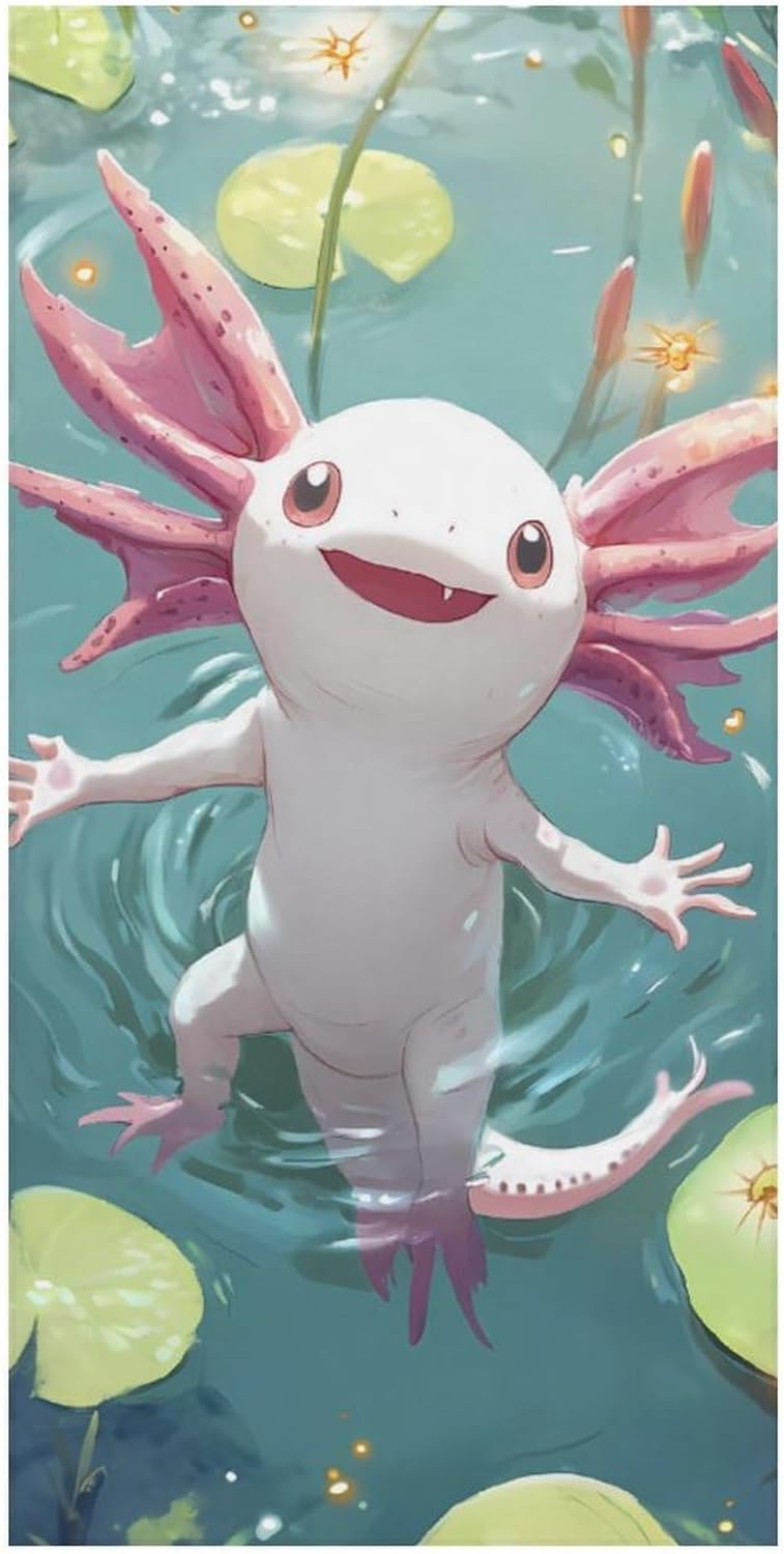 Axolotl in The Pond Bath Towels Quick Dry Pool Bathroom Beach Towel Yoga Towel for Hotel Guest Spa Gym 160x80cm
