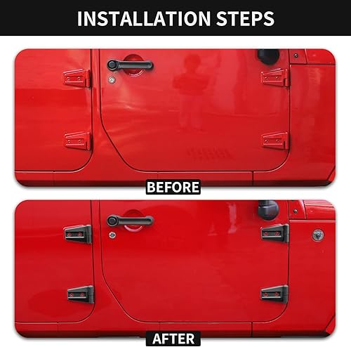 Miniatura 2 de Hoolcar Cubierta de bisagra de puerta, accesorios exteriores de ABS para Jeep Wrangler JK JKU Sport Rubicon Sahara X 2007-2017, 2 puertas y 4