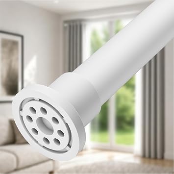 ALLZONE Tension Curtain Rod for Window, 83-123 Inches, Heavy Duty Curtain Rods No Drilling, Non-Slip Bathroom Shower Tension Rod, Renter Friendly, Adjustable, Spring Loaded, Extra Long, White