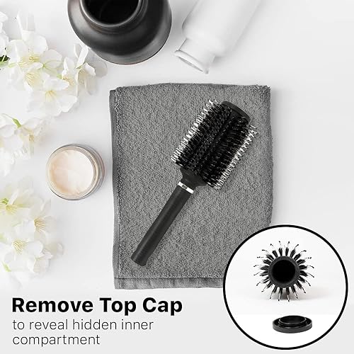 Miniatura 5 de WYZworks Cepillo redondo para el cabello con compartimento oculto secreto, contenedor seguro para dinero, joyas, llaves de casa, objetos de valor,