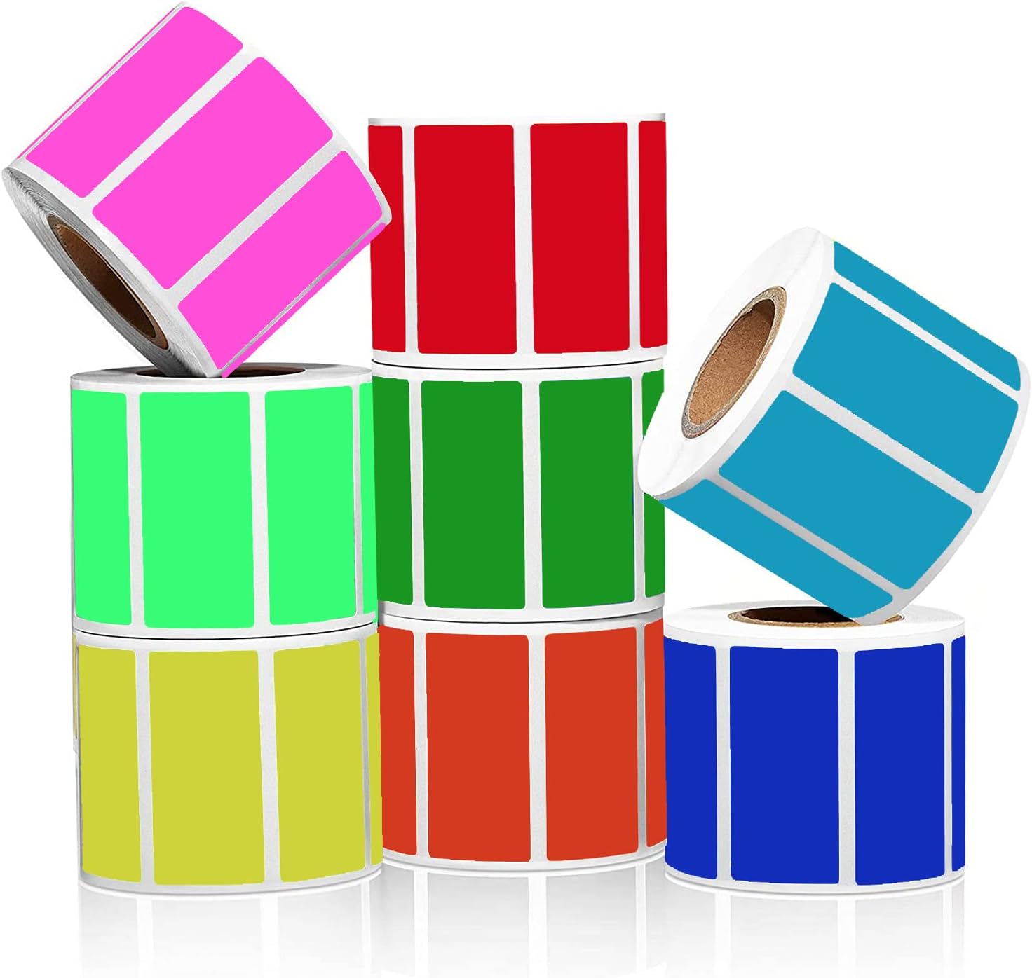 Royal Green rectangular color coding sticker roll (8 colors) 1.57" x 0.75" labels
