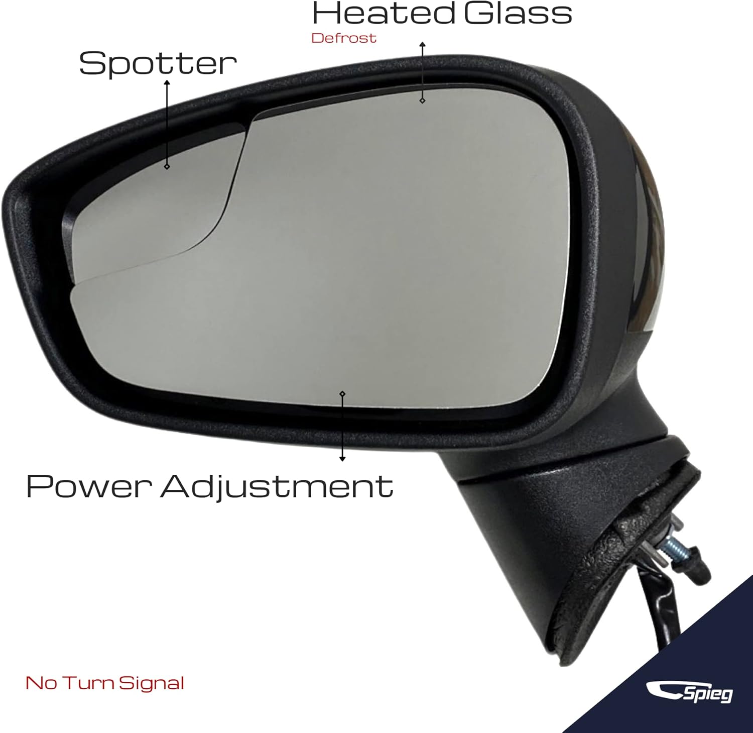 Spieg Driver Side Mirror for 2011-2019 Ford Fiesta Power Adjustment Heated Glass with Spotter Black 5 Pins Left FO1320459