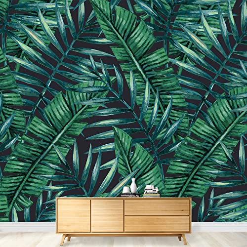 Wall26 - Watercolor Tropical Palm Leaves Seamless Pattern. Vector Illustration. - Removable Wall Mural | Self-Adhesive Large Wallpaper - 100X144 Inches #TOP2