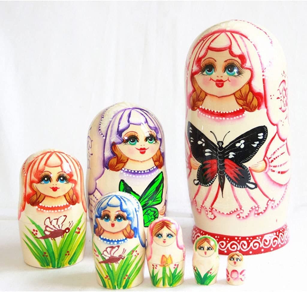 Matrioszka Kerst 7 stks Russische Nesting Poppen Matryoshka Houten Handgemaakte Stapelen Geneste Set Collectible Poppen Speelgoed Set voor Kinderen Volwassenen zabawny prezent