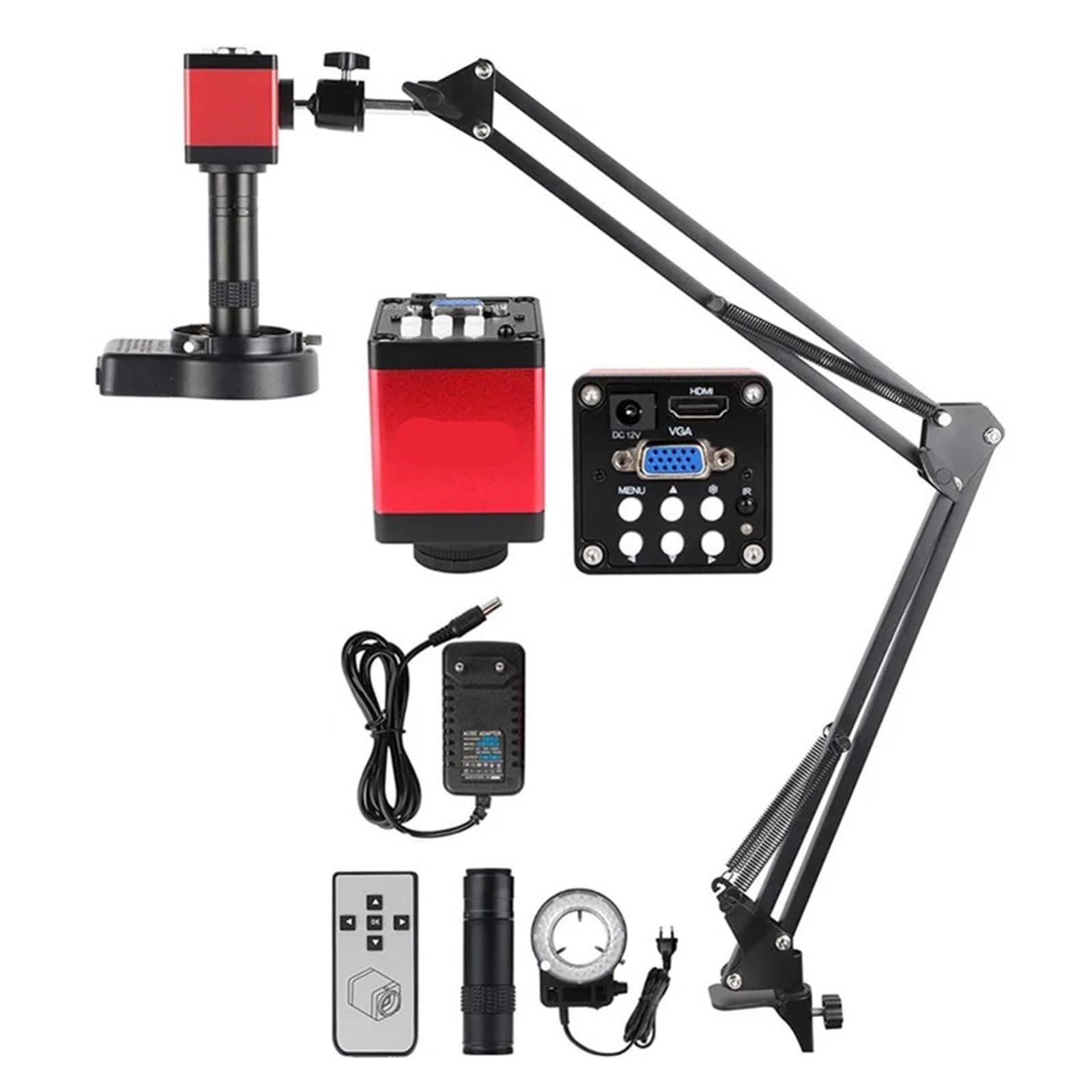 Digital Microscope, 48MP/13M 4K 1080P HDM/I Type-C/USB Industrial Video Camera, 150X Zoom C-Mount Lens, Foldable Stand(13MP HDM/I VGA SetsD)
