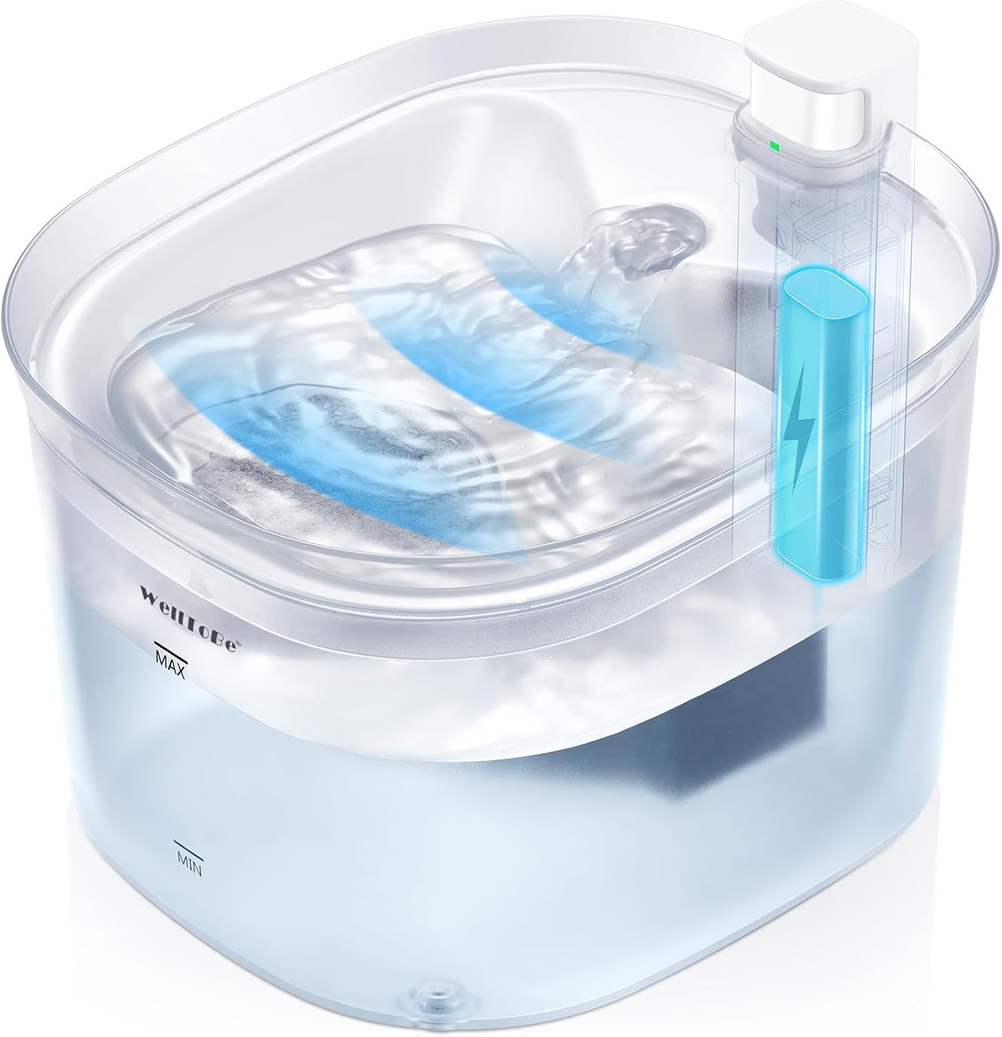 WellToBe Cat Water Fountain Battery Operated Pet Fountain, Smart Infrared Sensor Dog Water Dispenser, 85oz/2.5L Automatic Drinking Fountain with Quiet Pump