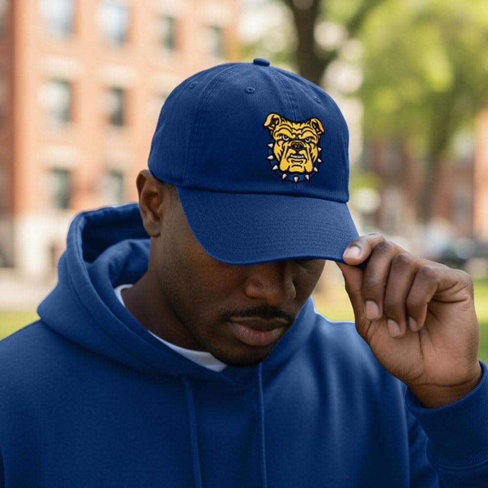 Desert Cactus North Carolina A&T State University Baseball Hat Aggies NC A&T Brimmed Embroidered Cap Adjustable Cloth Strap Adult (Style B) Blue