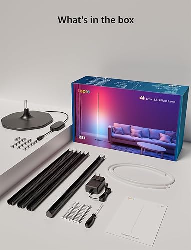 Miniatura 9 de Lepro OE1 Lámpara de pie de esquina AI, lámpara de esquina LED inteligente RGBICW con sincronización de música, habilitada para Alexa, diseñador de