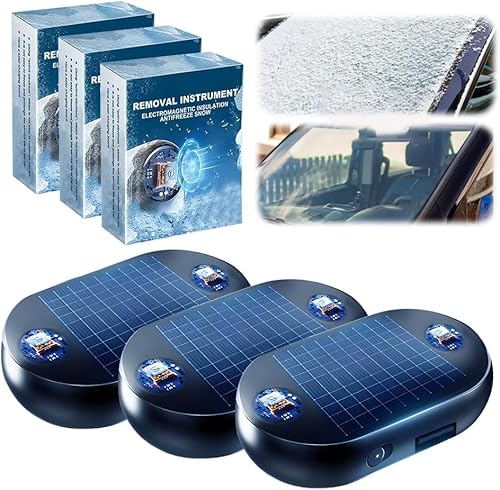 TDBFD Anti-Freeze Electromagnetic Car Snow Removal Device, 2026 New Portable Solar Electromagnetic Molecular Interference Freeze and Snow Remover Instrument for Ice and Snow Scraping(3PCS)