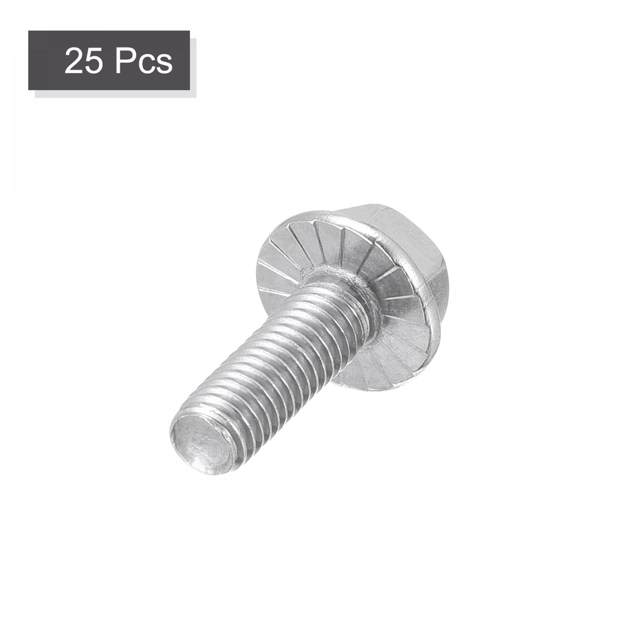 sourcing map Bulloni esagonali con flangia seghettata M5 x 16 mm, filettatura metrica in acciaio inox 304, 25 pezzi