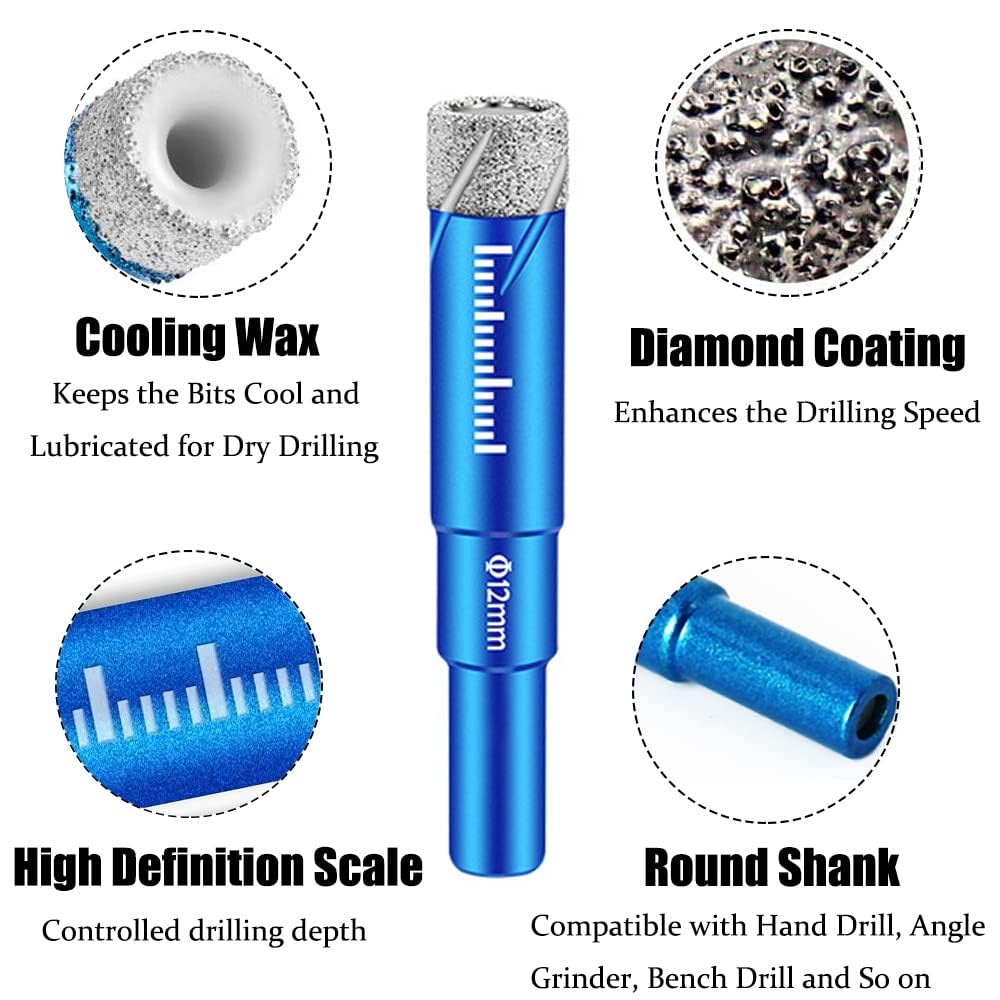 Glass Tile Drill Set - 5pc Diamond Drill Bits (5, 6, 8, 10, 12 mm) - Image 3